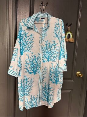 Pool/Beach Tunic Dress with Coral-Print